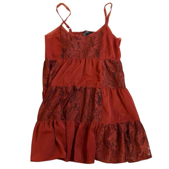 Forever 21 Y2K Style Red Lace Mini Slip Dress Sz Small Cottage Fairy Whimsigoth - Picture 1 of 3